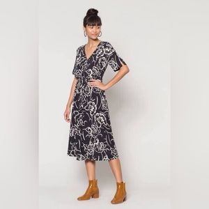 Gorman + Claire Johnson Black & White Midi Dress, Size 8, (12 Australia)